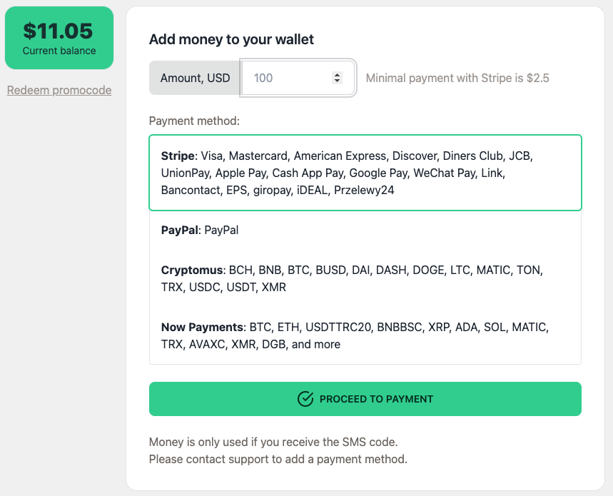 Add money form